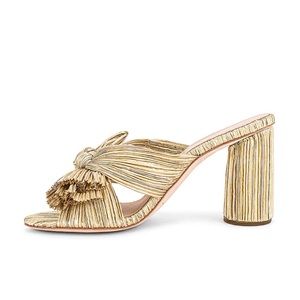 Penny High Heel Pleated Knot Slide in Gold - Size 40